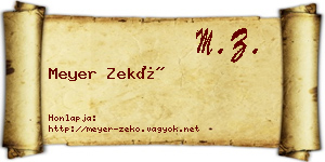 Meyer Zekő névjegykártya